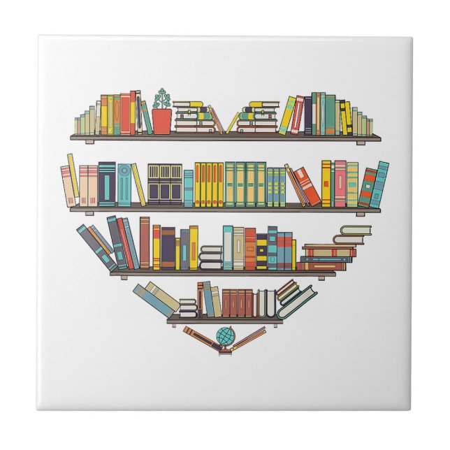 Cool Books Reading Men Women Book Lover Literacy L Ceramic Tile (Front)