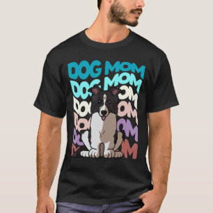 Cool Border Collie Dog Mum Retro Vintage Dog T-Shirt
