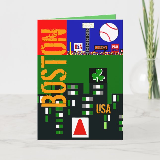 Cool Boston Sports Art  Designer Greeting Cards (Front)