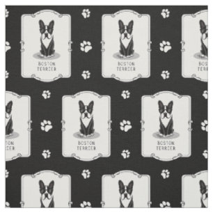 Cool Boston Terrier Dog (black) with Sunglasses Fabric