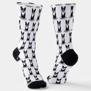 Cool Boston Terrier Dog (black) with Sunglasses Socks