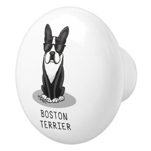 Cool Boston Terrier with Sunglasses (black) Ceramic Knob