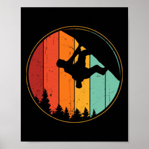 Cool Bouldering Retro Men Rock Climbing Vintage Poster