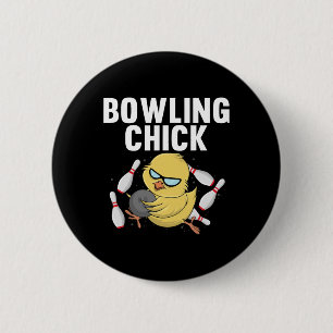 Cool Bowler For Women Girls Ladies Bowling Chick S 6 Cm Round Badge