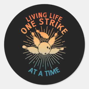 Cool Bowling Art For Men Women Kids Strike Team Ga Classic Round Sticker