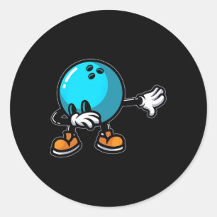 Cool Bowling Art For Men Women Youth Kids Bowl Bow Classic Round Sticker