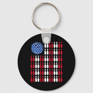Cool Bowling Bowler Men Women Team American Flag ( Key Ring