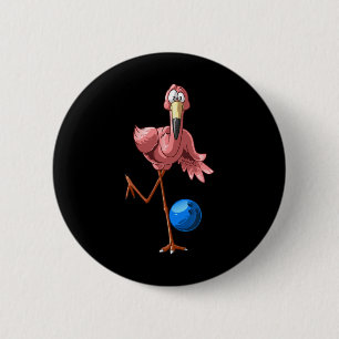 Cool Bowling Flamingo Funny Shorebirds Lover Playe 6 Cm Round Badge