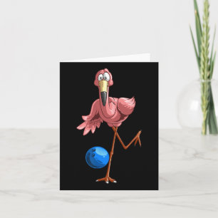 Cool Bowling Flamingo Funny Shorebirds Lover Playe Card