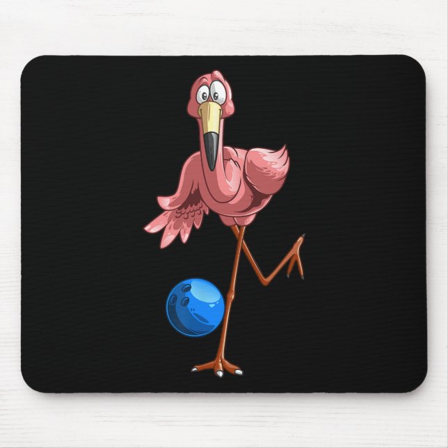 Cool Bowling Flamingo Funny Shorebirds Lover Playe Mouse Pad (Front)