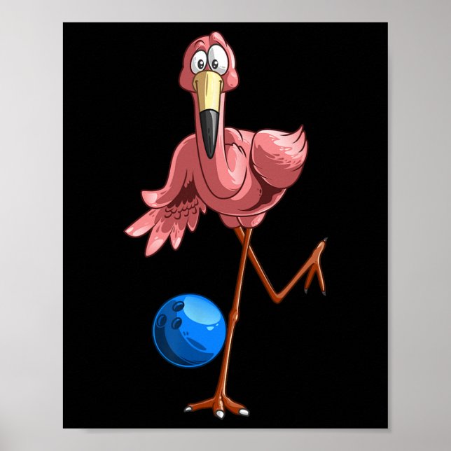 Cool Bowling Flamingo Funny Shorebirds Lover Playe Poster (Front)