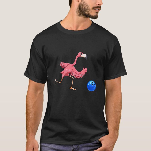 Cool Bowling Flamingo  Shorebirds  Player T-Shirt (Front)