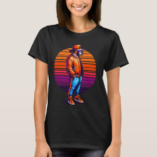 Cool Boxer Dog Modern Urban Style Sunset Retro Gra T-Shirt