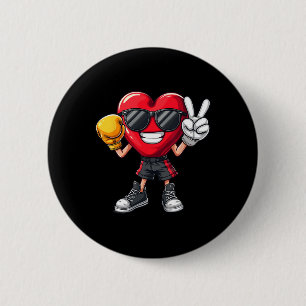 Cool Boxer Heart Boxing Men Boys Kids Peace Sungle 6 Cm Round Badge