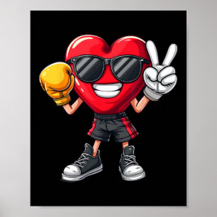 Cool Boxer Heart Boxing Men Boys Kids Peace Sungle Poster