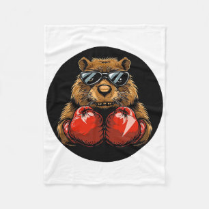 Cool Boxing Beaver Design For A Knockout Style Fleece Blanket
