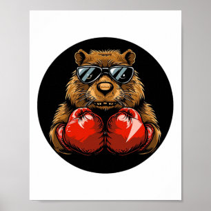 Cool Boxing Beaver Design For A Knockout Style Poster