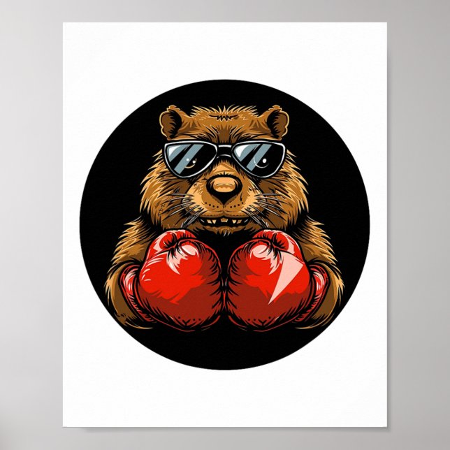 Cool Boxing Beaver Design For A Knockout Style  Poster (Front)