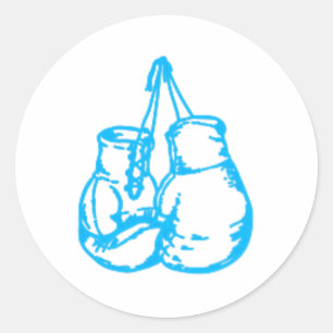 Cool Boxing Blue Sign With Gloves Classic Round Sticker
