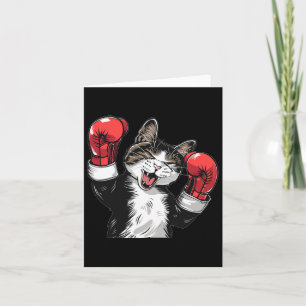 Cool Boxing Cat With Sport Gloves For Boys And Gir Card