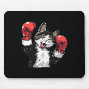 Cool Boxing Cat With Sport Gloves For Boys And Gir Mouse Pad