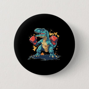 Cool Boxing Gloves With Dinosaur 6 Cm Round Badge