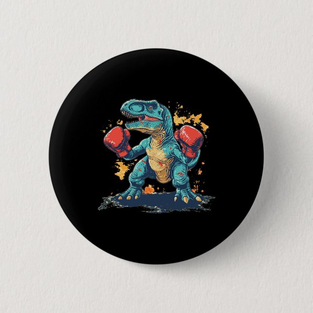 Cool Boxing Gloves With Dinosaur  6 Cm Round Badge (Front)