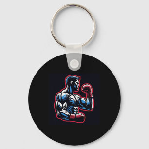 Cool Boxing Logo Strong Boxer Black Red And Blue S Key Ring