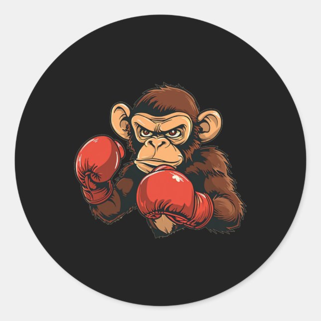 Cool Boxing Monkey Costume  Classic Round Sticker (Front)