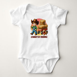 Cool boy cowboy training customisable  baby bodysuit