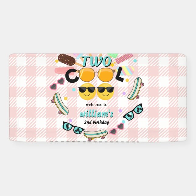cool boy cute summer sweet two cool 2nd birthday banner (Horizontal)