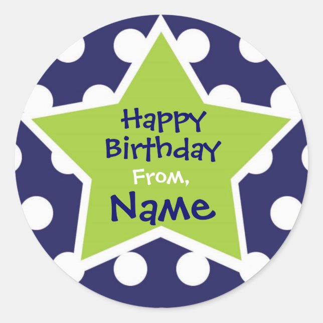 Cool Boy Star Customisable Birthday Sticker (Front)