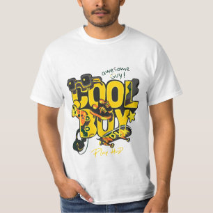 Cool Boy Typography with stylish Icons of Hobby T-Shirt
