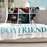 Cool Boyfriend Gift | Worlds Greatest Photo Fleece Blanket<br><div class="desc">Unique boyfriend gift fleecy blanket featuring a stylish white background that can be changed to any colour,  a 9 picture collage template for you to customise,  the saying "worlds greatest boyfriend",  and your names.</div>