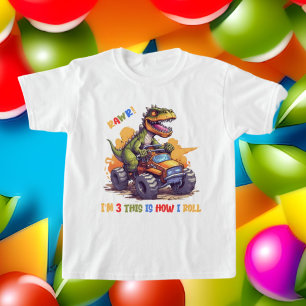 cool boys 3rd Birthday dinosaur prehistoric  T-Shirt
