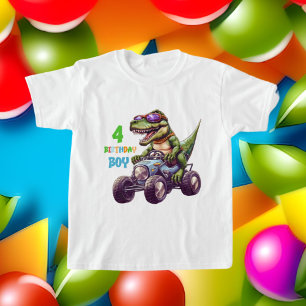 cool boys 4th Birthday dinosaur prehistoric T-Shirt