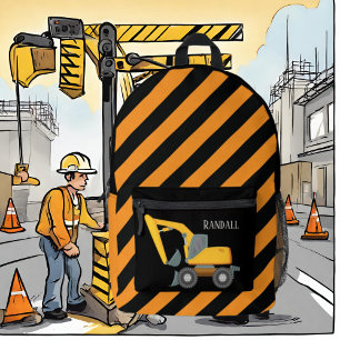 Cool boys Construction digger truck add name  Printed Backpack