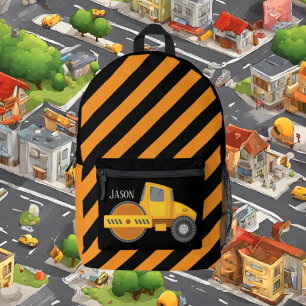 Cool boys Construction paver truck add name  Printed Backpack