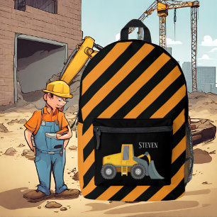Cool boys Construction shovel truck add name  Printed Backpack