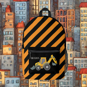 Cool boys Construction truck add name Printed Backpack
