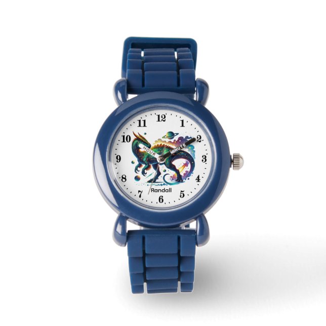 Cool Boys Cosmic Dinosaur add name  Watch (Front)