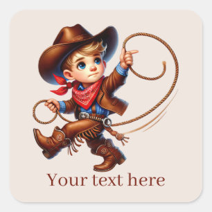 Cool boys Cowboy add text  Square Sticker