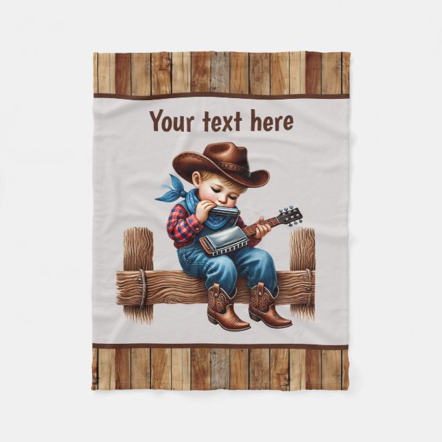 Cool boys cowboys customisable fleece blanket (Front)