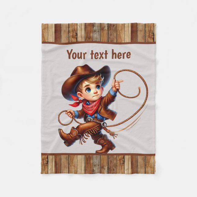 Cool boys cowboys customisable  fleece blanket (Front)