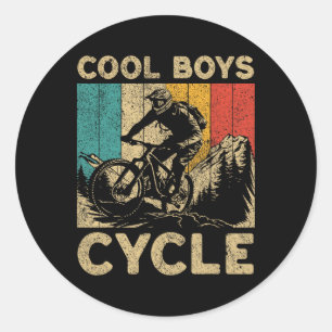 Cool Boys Cycle Bicycle Riding Cyclist Boys Kids Classic Round Sticker