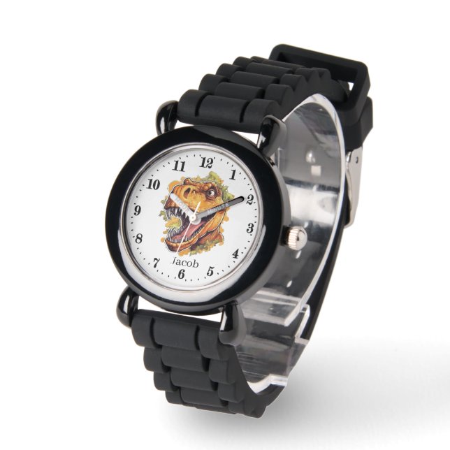Cool boys dinosaur add name watch (Angle)