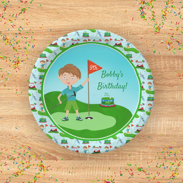 Cool Boy's Golfing Themed Birthday Party Paper Plate (Creator Uploaded)