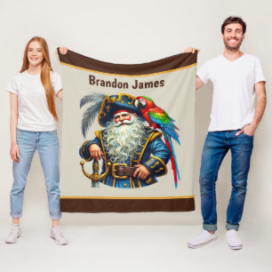 Cool boys pirate lovers add name  fleece blanket