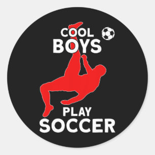 Cool Boys Play Soccer  Classic Round Sticker