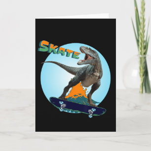 Cool Boys Skateboarding T Rex Dinosaur Skateboard Card